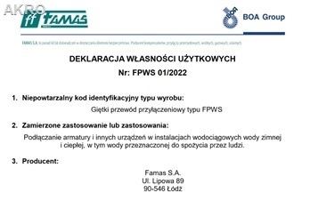 Węże elastyczne w izolacji FAMAS 1" 1,5m 2szt