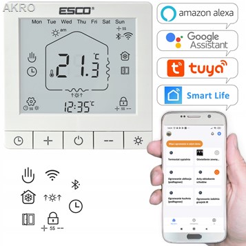 ESCO TC-720 WIFI TUYA BIAŁY Termostat DO KOTŁA pro