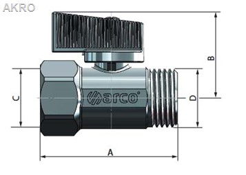 Zawór mini 1/2" wz chromowany ARCO