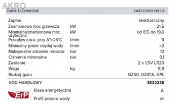 ARISTON GAZOWY PRZEPŁYW. OGRZEWACZ WODY FAST EVO