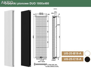 Grzejnik pionowy INVENA V20 1800x480 biały