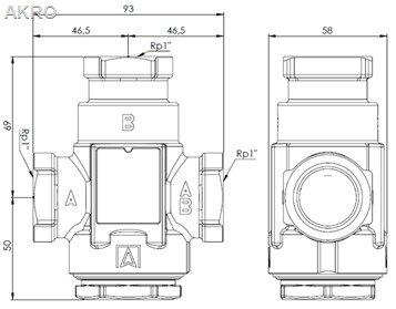 AFRISO Zawór temperaturowy ATV 333, Rp1" Kvs 9 45°