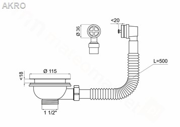 Spust zlewozmywakowy fi 115mm z przelewem