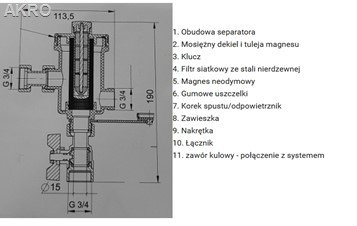 Separator magnetyczny 3/4" DN20 Goshe