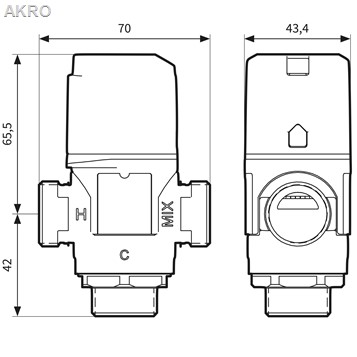 AFRISO zawór mieszający termostatyczny 3/4 20-43