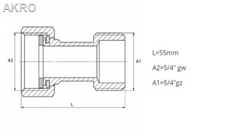 PÓŁŚRUBUNEK mosiężny 5/4"x5/4"  równoprzelotowy