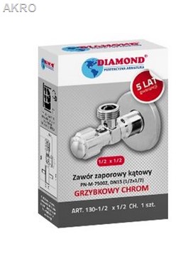Zawór kątowy 1/2"x1/2" grzybkowy chrom 1/2x1/2