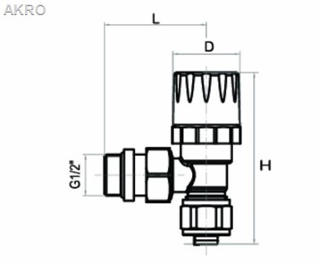 Zawór termostatyczny 1/2 na pex 16 KĄTOWY