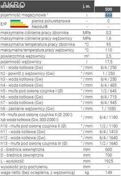 Zbiornik bufor z wężownicą Galmet SG(B) 500L