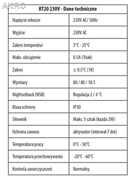 SALUS RT20 przewodowy pokojowy regulator temperatu