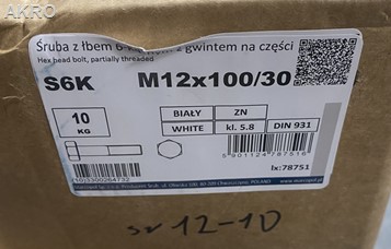 Śruba maszynowa OC M12x100 1kg