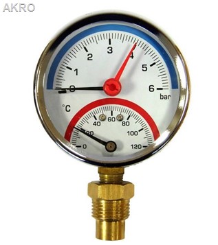 Termomanometr 6bar 80mm 120*C 1/2" BOK