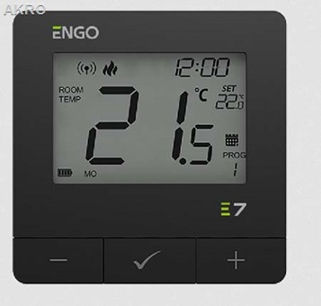 ENGO E7-RFB czarny bezprzewodowy regurator temperatury.