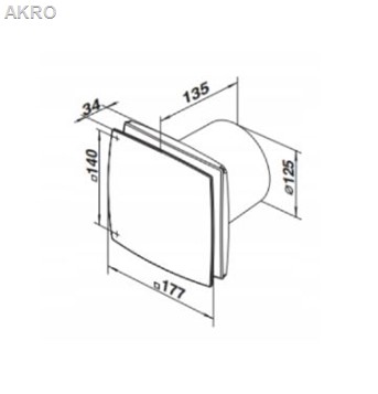 Wentylator łazienka TEKNO ALUM. D125LDAOWC VENTIKA