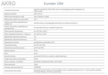 Euroster 10MOBUD. Sterownik siłownika zaw. i pompy