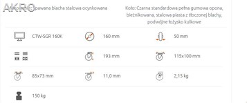 Koło pełne RADER CTW-SGR 160/17K