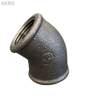 Kolano ŁUK 1/2" 45° w/w żeliwne czarne