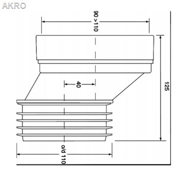Przyłącze kanalizacyjne,125mm, mimośrodowe